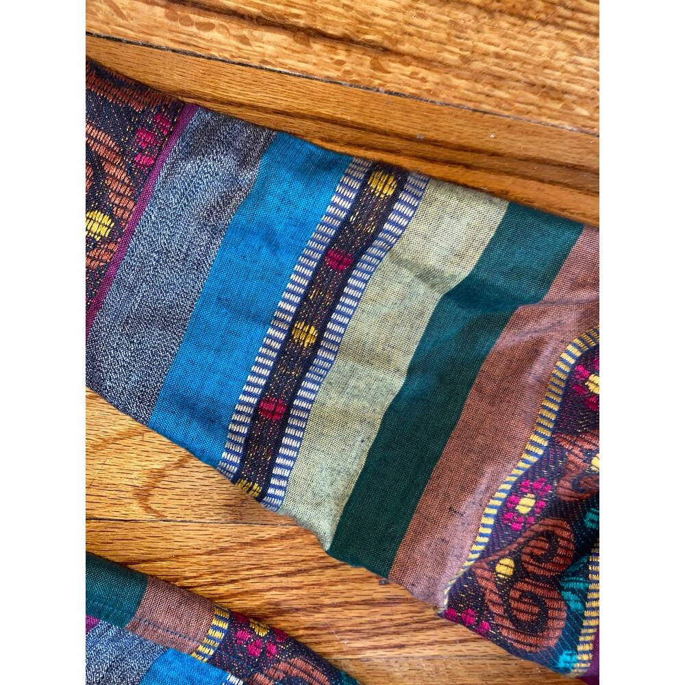 Angelique Imp NYC boho cotton metallic India made colorful mixed print shirt M - Picture 4 of 6